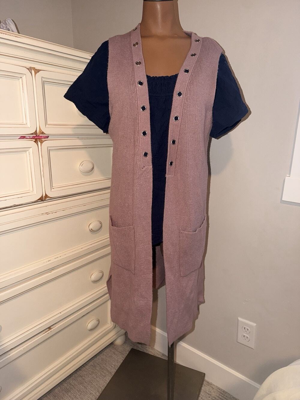 Pink Rose Cardigan Best Long Sweater Size Medium